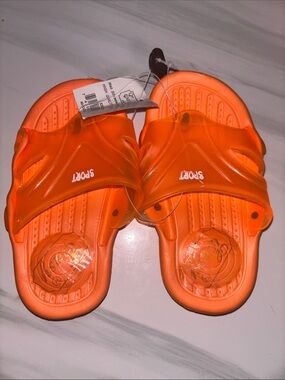 Sporto Neon Orange Kids Slip-On Slide Sandals